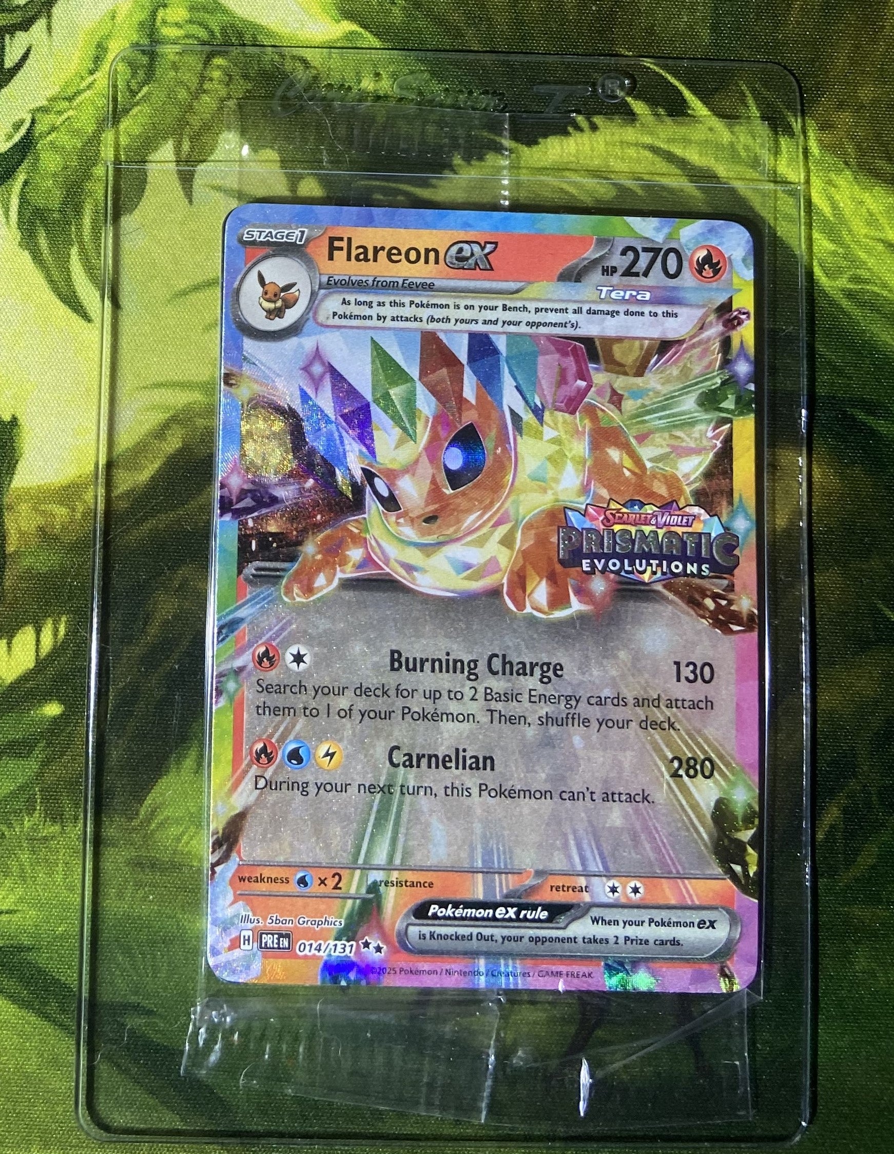 Flareon EX Prismatic Evolutions Stamped Promo – Sealed, Mint-Condition Pokémon Card 014/131