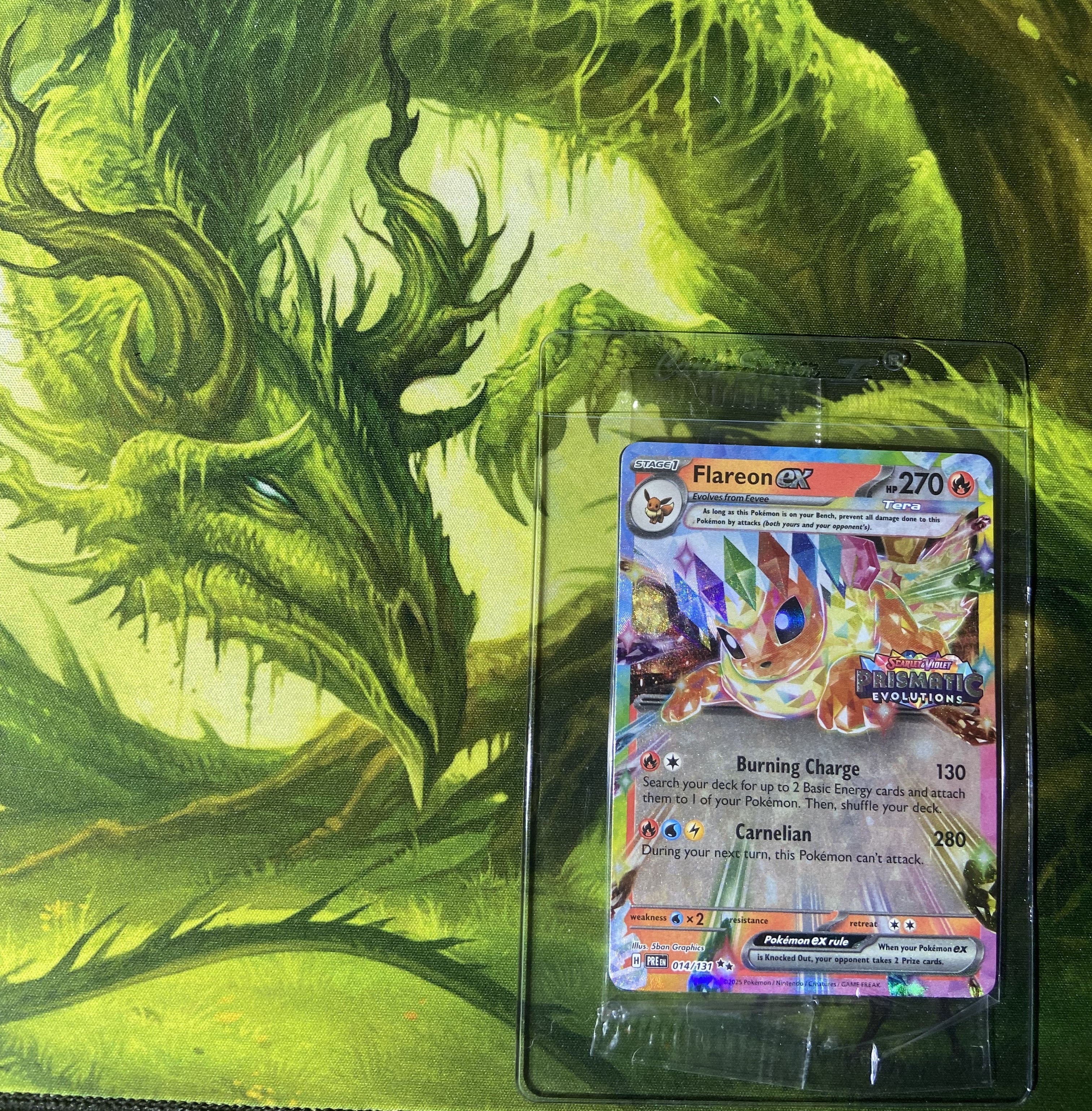Flareon EX Prismatic Evolutions Stamped Promo – Sealed, Mint-Condition Pokémon Card 014/131